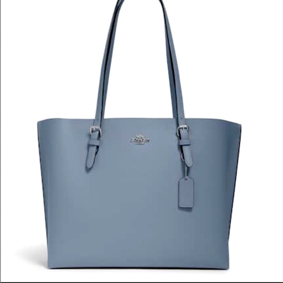 Coach 1671 Mollie Tote Leather Shoulder Bag Marble Blue color - Picture 3 of 15